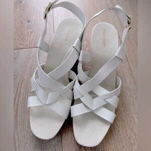 Cole Haan Women's Crystal White Leather Espadrille Sandals